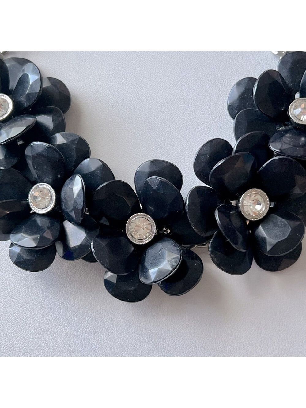 Vintage Black Floral Chain Necklace Adjustable 18 Inch